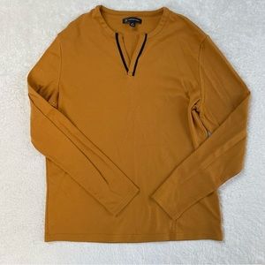 Men’s orange long sleeve v-neck shirt